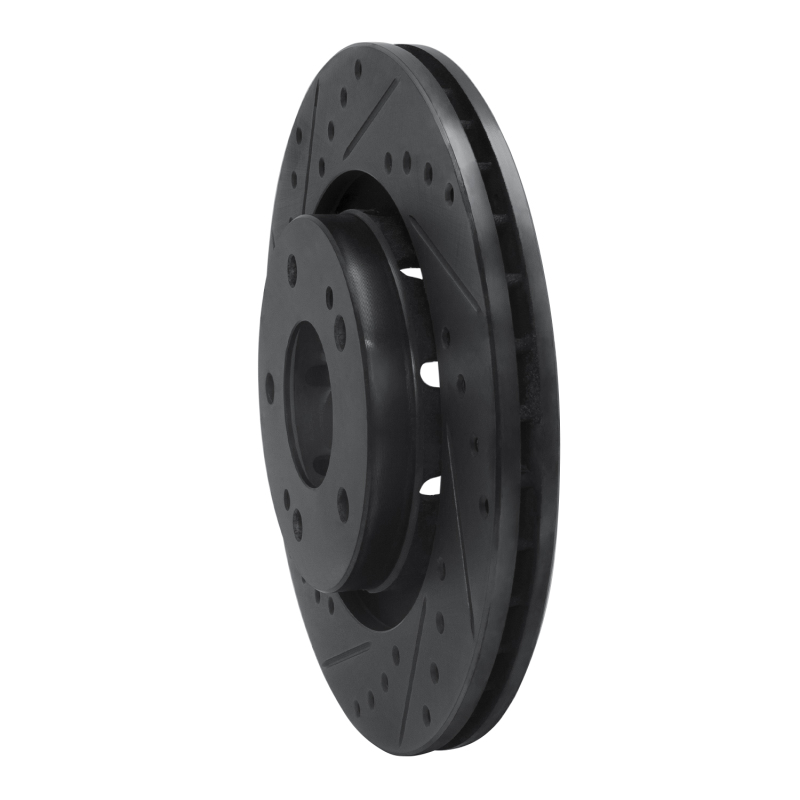 Mitsubishi Outlander PHEV Brake Rotor (1) - Front Left - R1 Concepts - Drilled & Slotted - Black - `05-`22